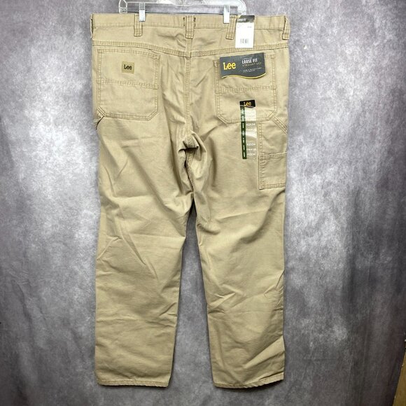 LEE Carpenter Loose Fit Straight Denim Jean Pants Mens 42x34 Tan Workwear NWT - Picture 2 of 10